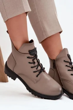 Damskie Buty damskie Vinceza Ocieplane Botki Damskie Na Klocku Vinceza 58609 Szare