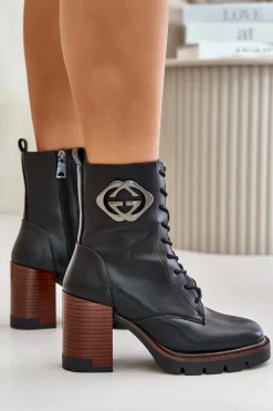 Buty damskie Vinceza Ocieplane Botki Damskie Na Słupku Vinceza 58359 Czarne