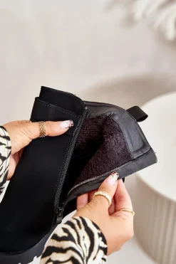 Boto Botki Na Słupku|Czarne Botki*Ocieplane Botki Damskie Na Słupku Na Zamek Czarne Narielis