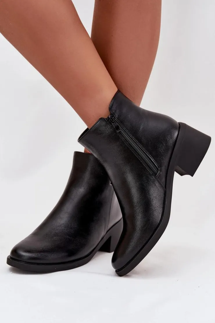 Evento Ocieplane Botki Damskie Na Klocku Czarne Delmira Czarny