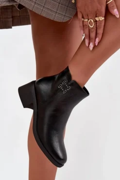 Evento Ocieplane Botki Damskie Na Klocku Czarne Delmira Czarny