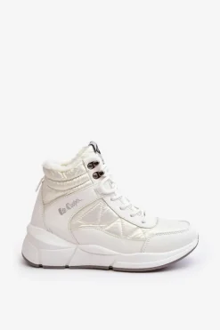 Best Lee Cooper Ocieplane Botki Damskie Na Platformie LCJ-23-44-1983L Białe