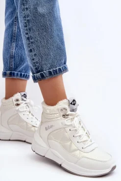 Best Lee Cooper Ocieplane Botki Damskie Na Platformie LCJ-23-44-1983L Białe