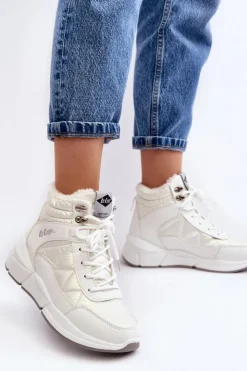 Best Lee Cooper Ocieplane Botki Damskie Na Platformie LCJ-23-44-1983L Białe
