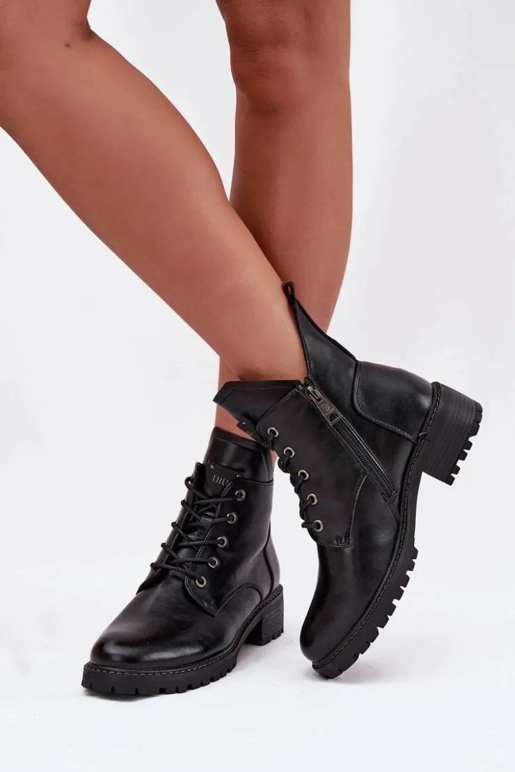 Hot Buty damskie Vinceza Ocieplane Botki Damskie Na Klocku Vinceza 58609 Czarne Czarny