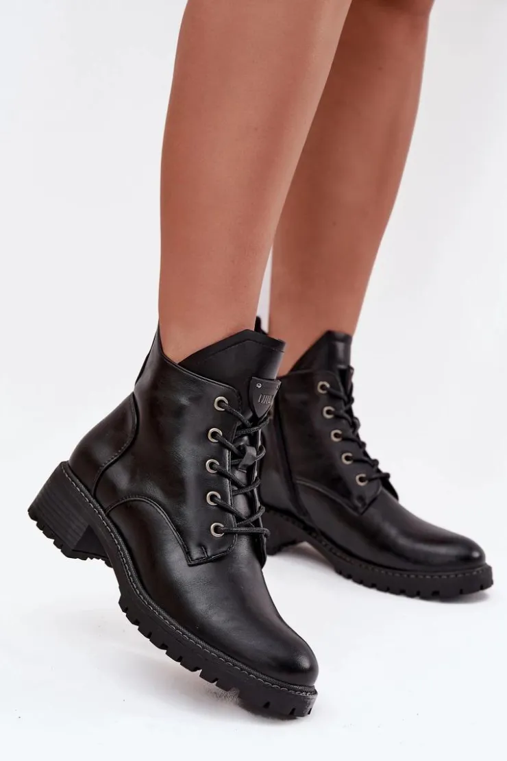 Hot Buty damskie Vinceza Ocieplane Botki Damskie Na Klocku Vinceza 58609 Czarne Czarny