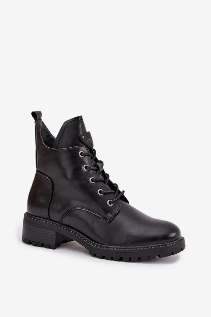 Hot Buty damskie Vinceza Ocieplane Botki Damskie Na Klocku Vinceza 58609 Czarne Czarny