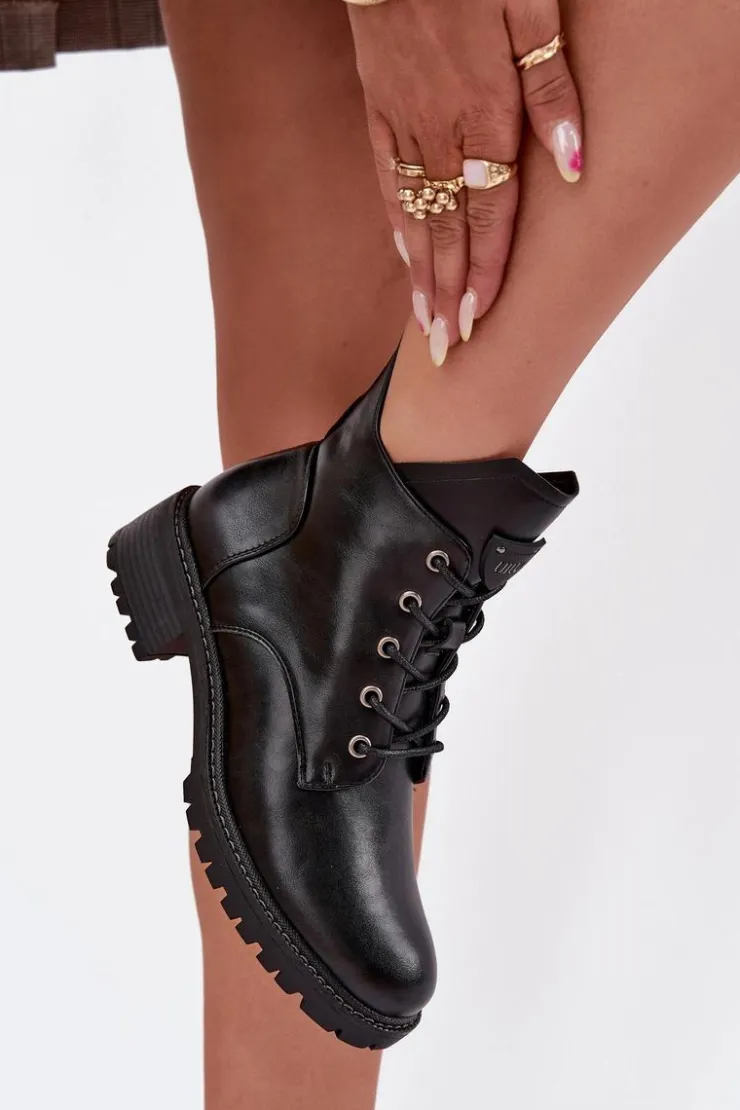 Hot Buty damskie Vinceza Ocieplane Botki Damskie Na Klocku Vinceza 58609 Czarne Czarny