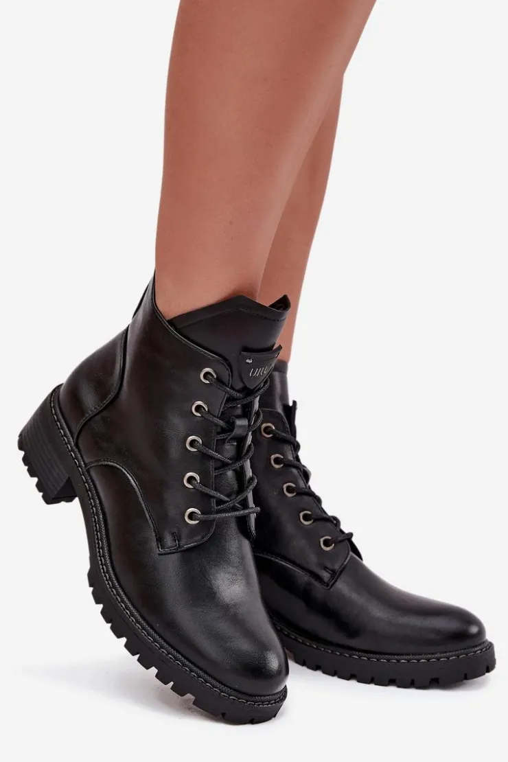 Hot Buty damskie Vinceza Ocieplane Botki Damskie Na Klocku Vinceza 58609 Czarne Czarny