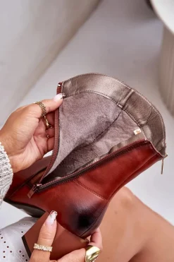 Sale Boto Ocieplane Botki Damskie Na Obcasie Słupku Brązowe Relabina Brązowy