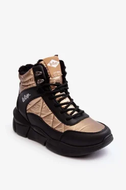 Lee Cooper Trekkingowe Damskie|Damskie Trapery*Ocieplane Botki Damskie Na Platformie LCJ-23-44-1986L Złote