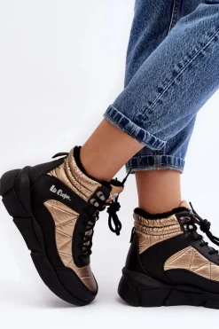 Lee Cooper Trekkingowe Damskie|Damskie Trapery*Ocieplane Botki Damskie Na Platformie LCJ-23-44-1986L Złote