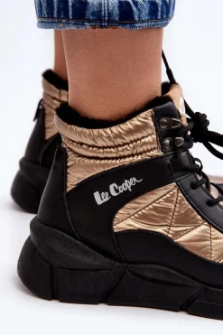 Lee Cooper Trekkingowe Damskie|Damskie Trapery*Ocieplane Botki Damskie Na Platformie LCJ-23-44-1986L Złote