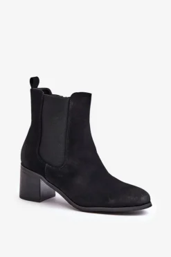 Clearance Boto Ocieplane Botki Damskie Na Słupku Czarne Radeya Czarny