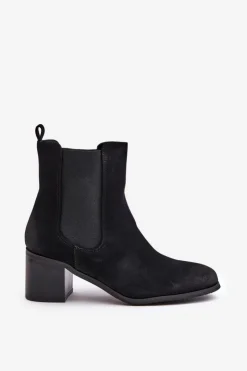 Clearance Boto Ocieplane Botki Damskie Na Słupku Czarne Radeya Czarny