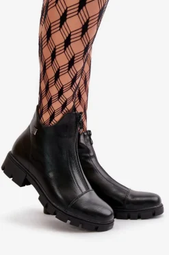 Damskie Boto Ocieplane Botki Damskie Z Eko Skóry Czarne Verietta