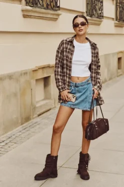 Damskie Boto Ocieplane Botki Damskie Z Frędzlami I Klarami Na Płaskim Obcasie Czekoladowe Helianne