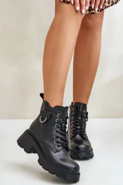 Discount Buty damskie Vinceza Ocieplane Botki Damskie Ze Skóry Naturalnej Vinceza 41460 Czarne