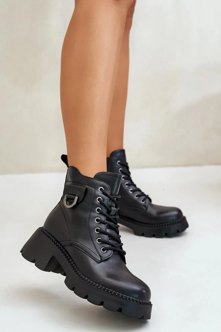 Discount Buty damskie Vinceza Ocieplane Botki Damskie Ze Skóry Naturalnej Vinceza 41460 Czarne