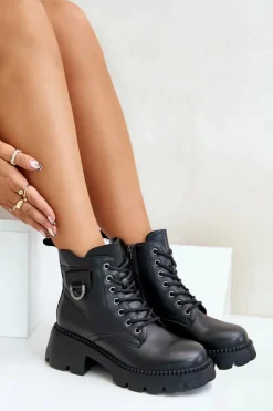 Discount Buty damskie Vinceza Ocieplane Botki Damskie Ze Skóry Naturalnej Vinceza 41460 Czarne