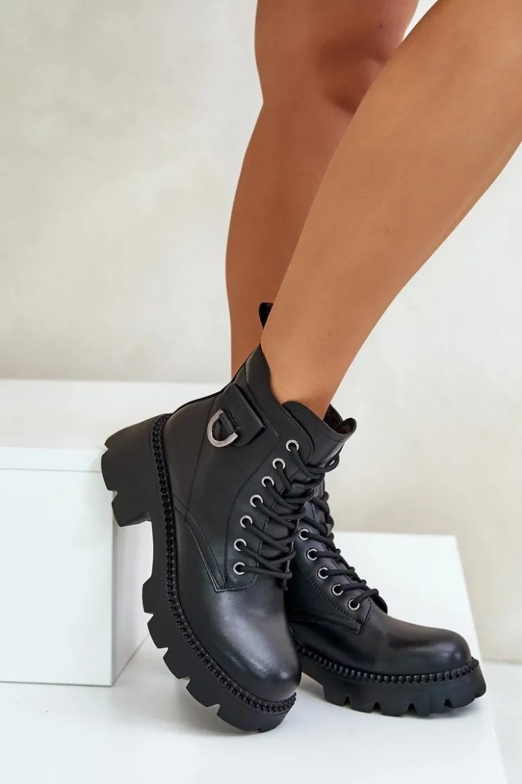 Discount Buty damskie Vinceza Ocieplane Botki Damskie Ze Skóry Naturalnej Vinceza 41460 Czarne