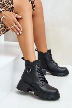 Discount Buty damskie Vinceza Ocieplane Botki Damskie Ze Skóry Naturalnej Vinceza 41460 Czarne