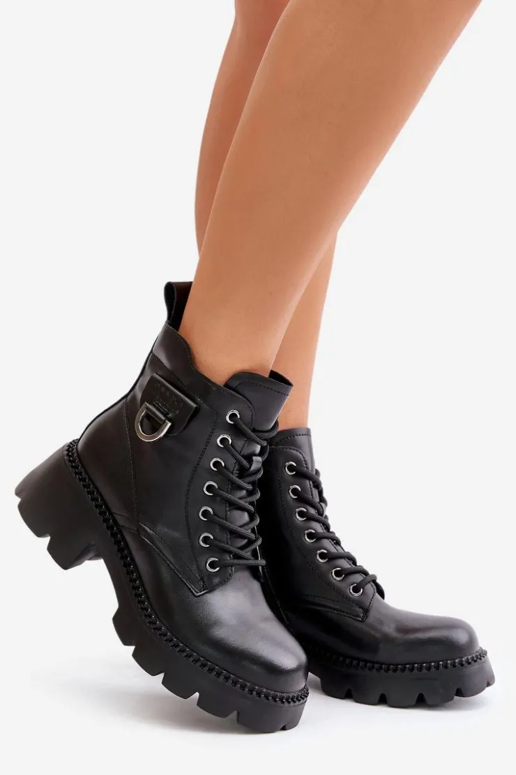 Discount Buty damskie Vinceza Ocieplane Botki Damskie Ze Skóry Naturalnej Vinceza 41460 Czarne