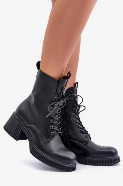 Damskie Buty damskie Vinceza Ocieplane Botki Damskie Ze Skóry Naturalnej Vinceza 66671 Czarne