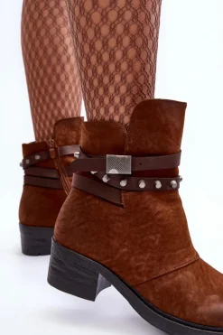 Discount Boto Ocieplane Botki Na Obcasie Camel Effie Brązowy