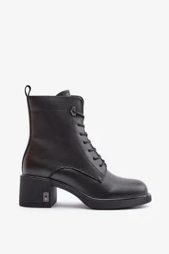 Buty damskie Vinceza Botki Skórzane|Botki Na Słupku*Ocieplane Botki Na Obcasie Ze Skóry Naturalnej Czarne Vinceza 66689