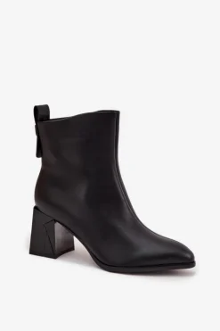 Damskie Buty damskie Vinceza Ocieplane Botki Na Słupku Z Naturalnej Skóry Vinceza 66812 Czarne