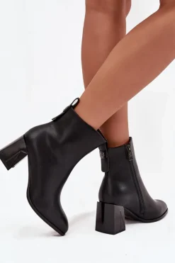 Damskie Buty damskie Vinceza Ocieplane Botki Na Słupku Z Naturalnej Skóry Vinceza 66812 Czarne