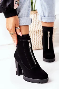 Boto Botki Ocieplane|Botki Na Słupku*Ocieplane Botki Na Słupku Czarne Wonder Woman