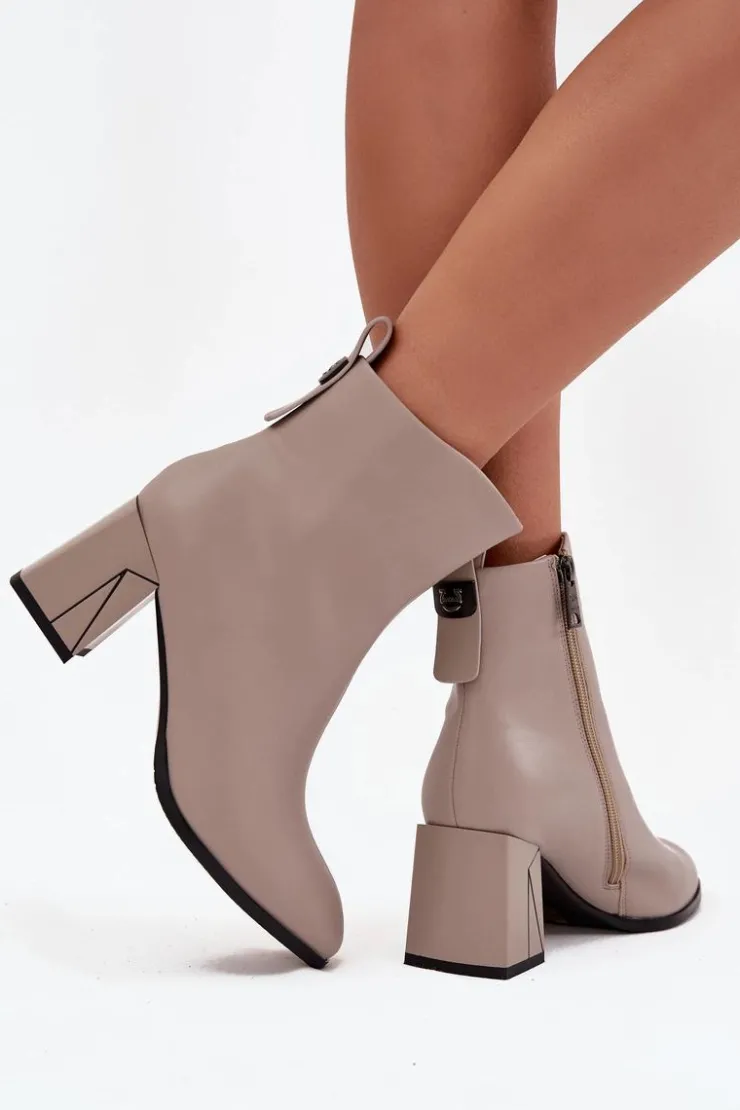 Best Buty damskie Vinceza Ocieplane Botki Na Słupku Z Naturalnej Skóry Vinceza 66812 Szare Szary