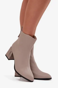 Best Buty damskie Vinceza Ocieplane Botki Na Słupku Z Naturalnej Skóry Vinceza 66812 Szare Szary