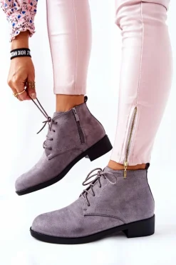 Discount Boto Ocieplane Botki Na Suwak Szare Malitea