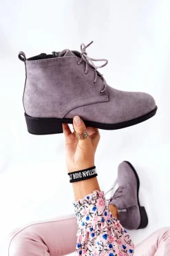 Discount Boto Ocieplane Botki Na Suwak Szare Malitea