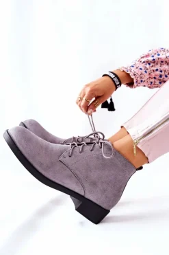 Discount Boto Ocieplane Botki Na Suwak Szare Malitea