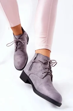 Discount Boto Ocieplane Botki Na Suwak Szare Malitea