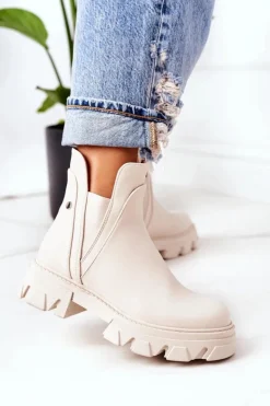 Boto Czarne Botki|Botki Zimowe Damskie*Ocieplane Botki Sztyblety Beżowe Hashtag