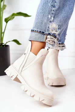 Boto Czarne Botki|Botki Zimowe Damskie*Ocieplane Botki Sztyblety Beżowe Hashtag