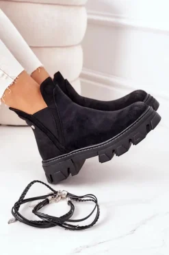 Outlet Boto Ocieplane Botki Sztyblety Czarne Good Idea