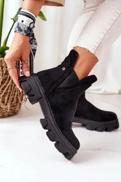 Outlet Boto Ocieplane Botki Sztyblety Czarne Good Idea