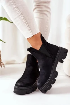 Outlet Boto Ocieplane Botki Sztyblety Czarne Good Idea