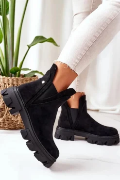 Outlet Boto Ocieplane Botki Sztyblety Czarne Good Idea