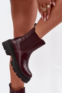 Boto Ocieplane Botki Sztyblety Na Zamek Bordowe Niviane