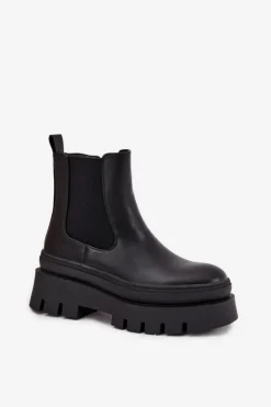 Damskie Boto Ocieplane Botki Sztyblety Damskie Na Platformie Czarne Ismira