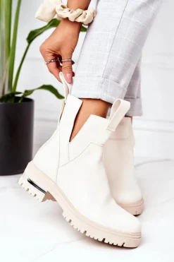 Sale Boto Ocieplane Botki Sztyblety Beżowe Rock It