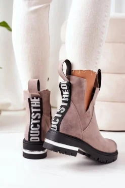 Online Boto Ocieplane Botki Sztyblety Z Suwakiem Szare My Way