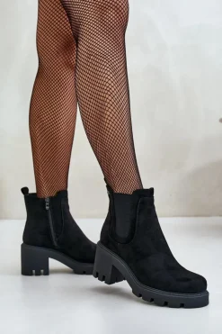 Damskie Boto Ocieplane Botki Sztyblety Na Zamek Czarne Arlethia